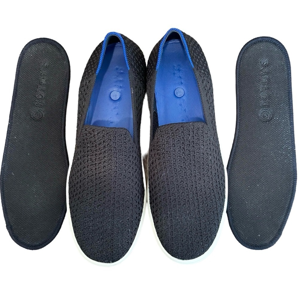 Rothy’s Honeycomb, Round Toe, Slip On Sneakers In Black, Size 9.5